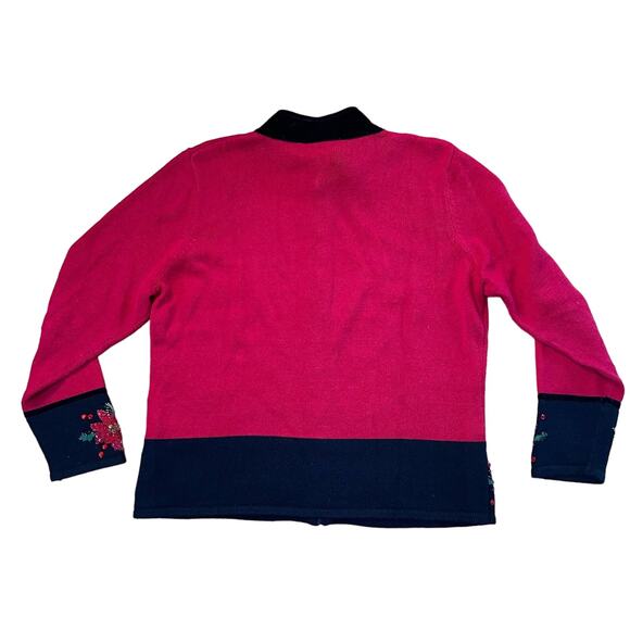 VINTAGE 90s Tiara International Christmas Collection Poinsettia Sweater Size XL - Picture 3 of 6
